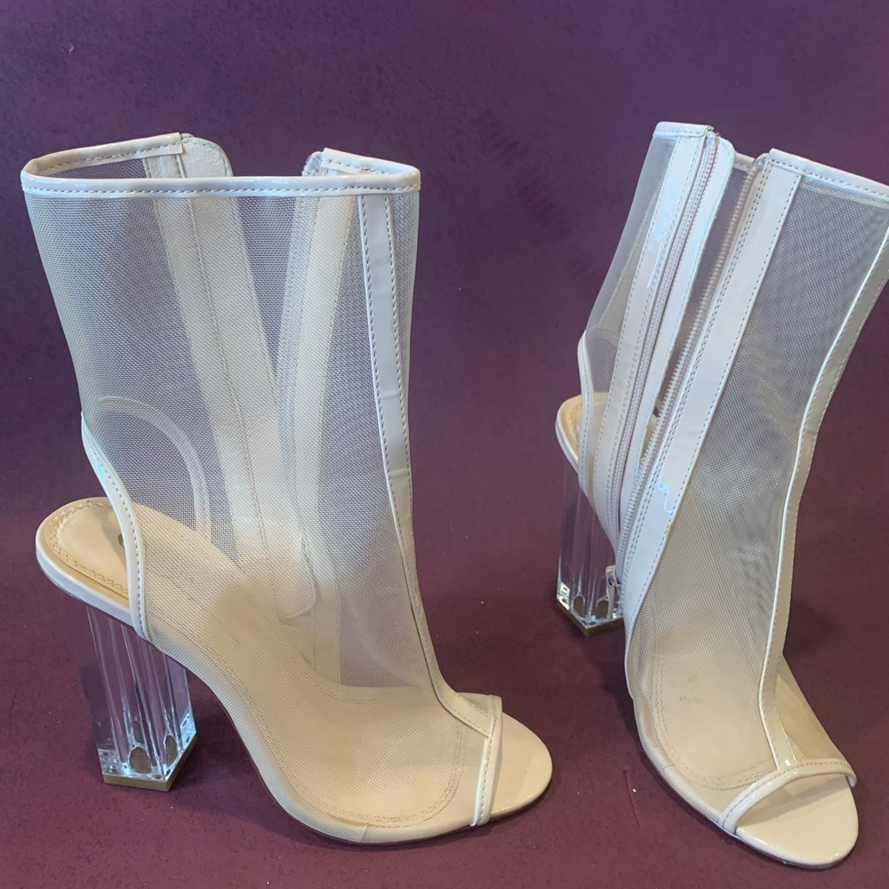 Elegant Cream Mesh Heeled Sandals